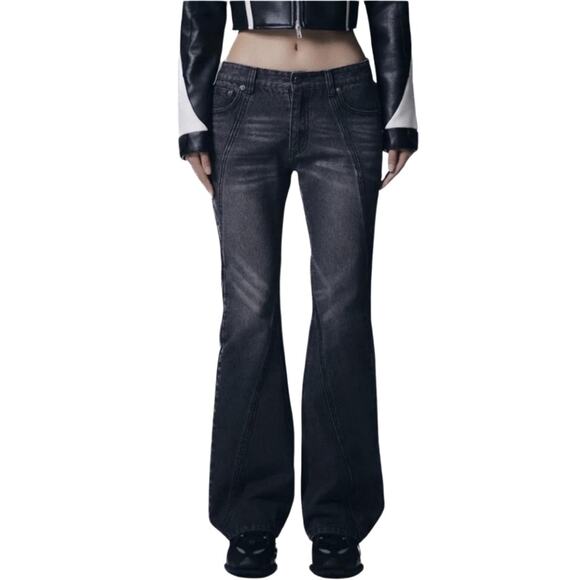 NOT4NERD Women Low Waist Flare Jeans Denim Pants Y2K Grunge Punk Size 26 - Picture 3 of 3